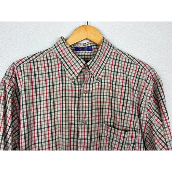 Pendleton Mens Large Brown Plaid Broadway Cloth Long Sleeve Button Down Shirt - Picture 3 of 6
